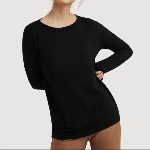 Kit and Ace Tops - Kit and Ace Hollis Cashmere Blend Brushed Long Sleeve Black Top